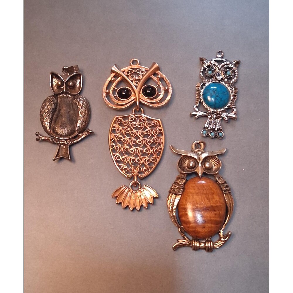 Vintage Owl Pendants (4) Sarah Coventry & Southwestern